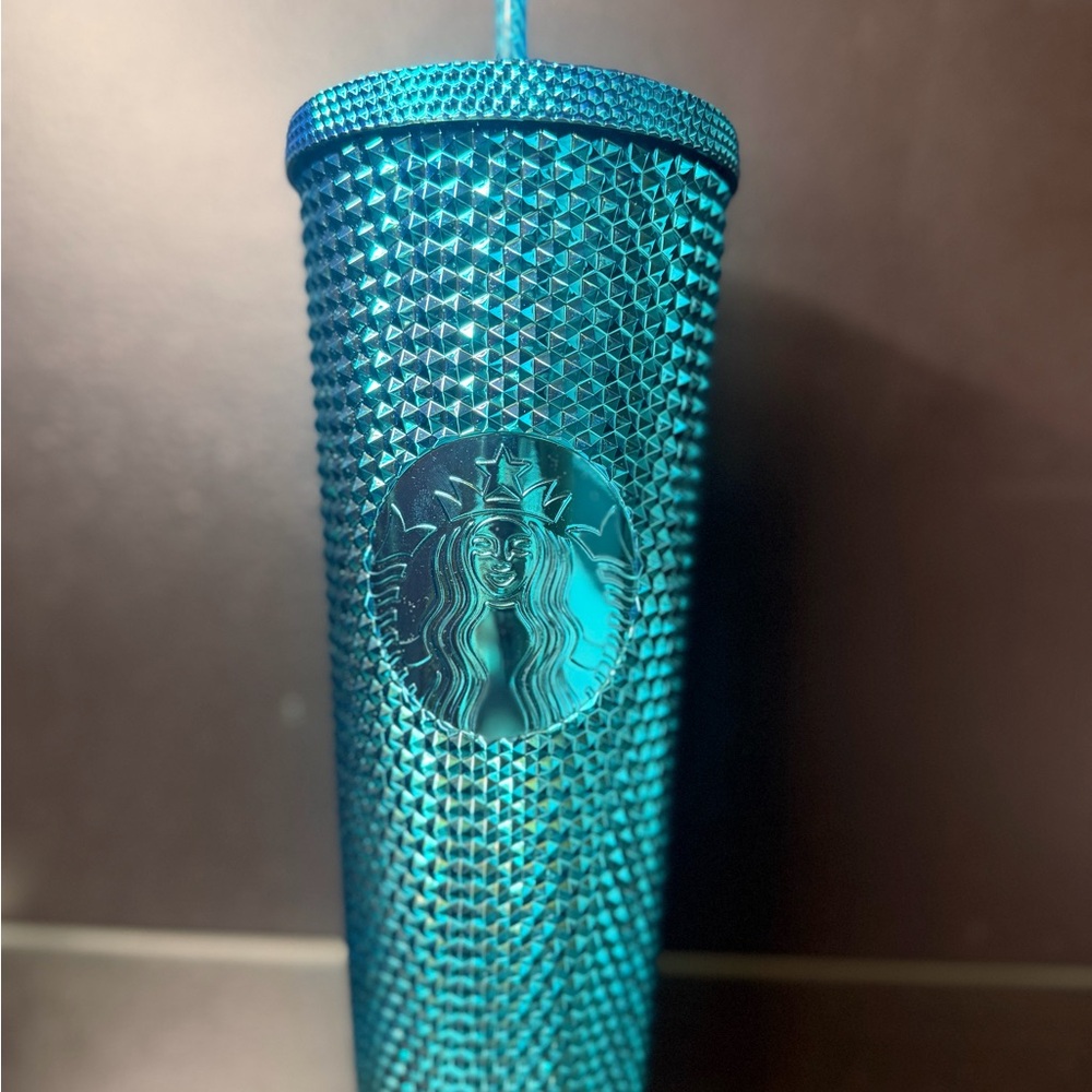 Starbucks Metallic Blue Studded Tumbler with Straw